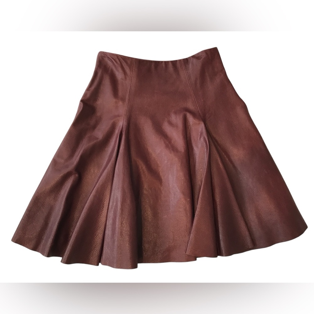 CUSHNIE ET OCHS***Burgundy Leather Skater Skirt***US 4 $1895